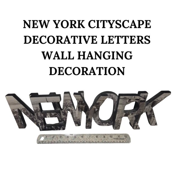 NEW YORK CITYSCAPE DECORATIVE LETTERS WALL HANGING DECORATION - Picture 1 of 2